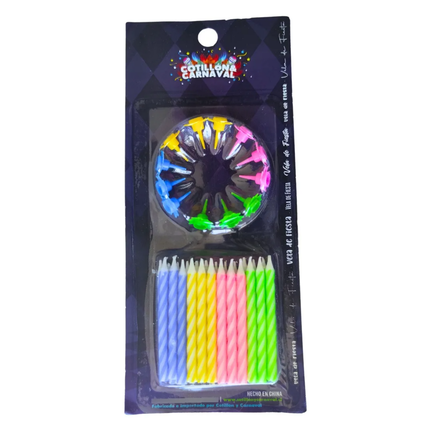 Vela Diseño Tradicional 4 Colores 24 Unidades
