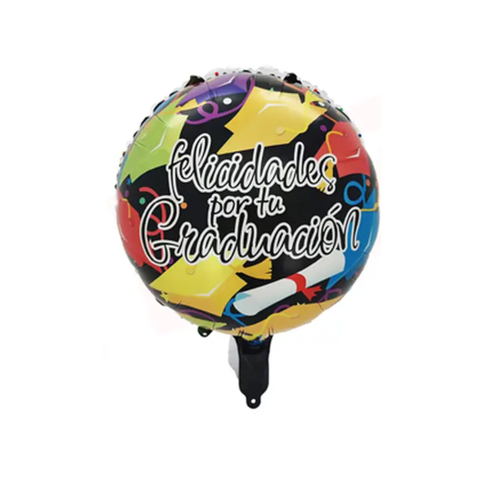 Globos Foil Redondos Diseños "Felicidades Graduado" 18'' 45 cm 1 Unidad