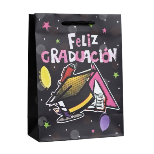 Bolsa de regalo diseño graduación talla S 18x10x23 cm
