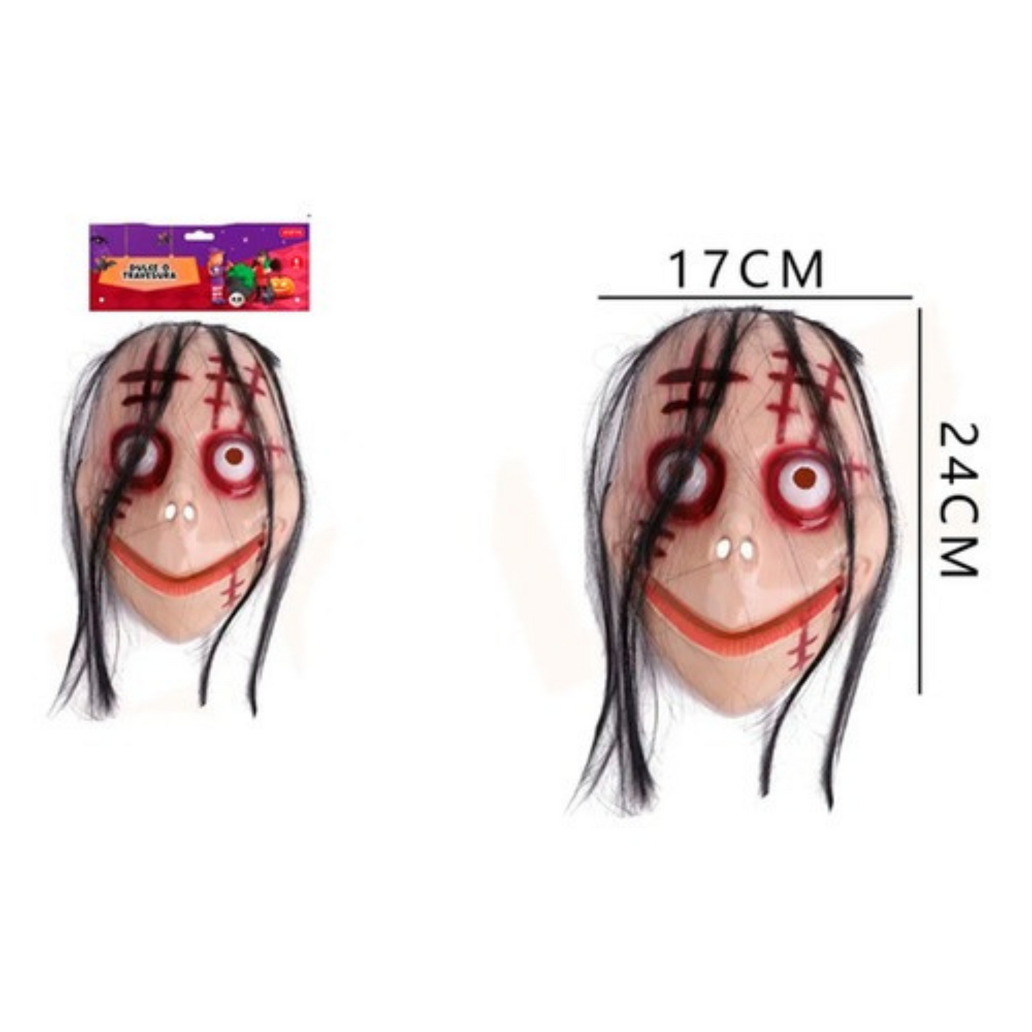 Máscara Momo Creepypasta con cicatrices