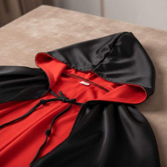 Capa doble tela con capucha 1,2 mt de largo roja-negra