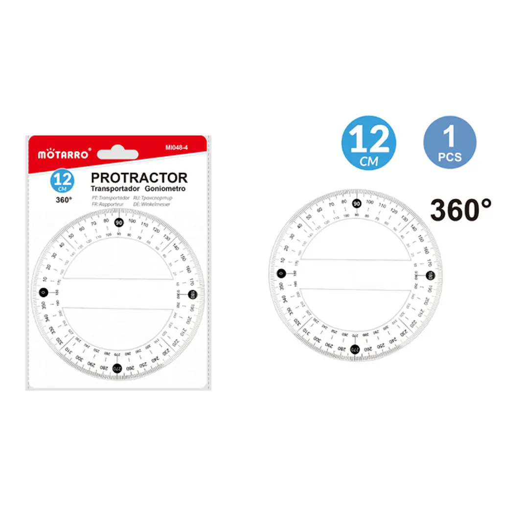 Transportador 360 Transparente Útil Escolar