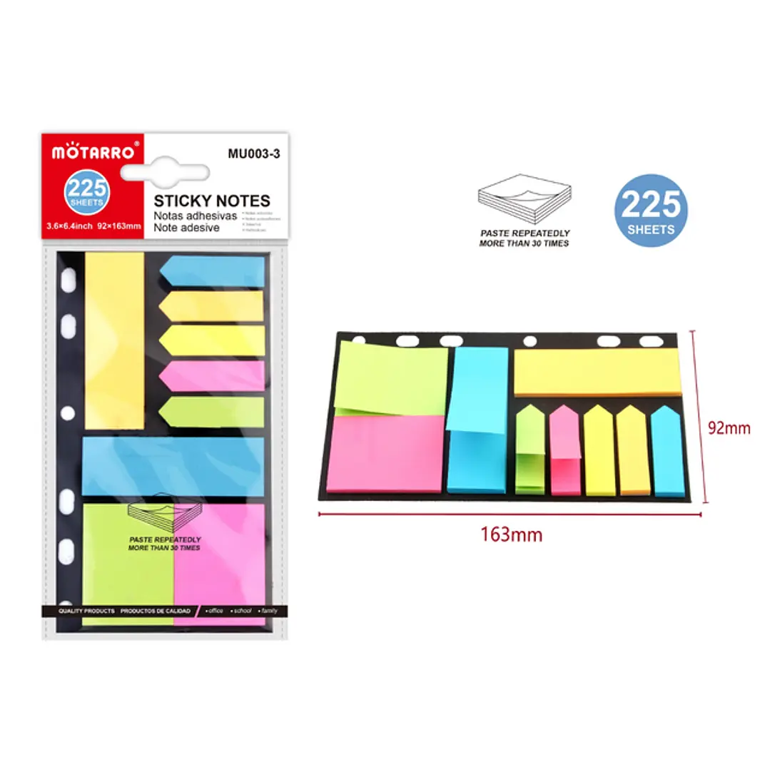 Set Notas Adhesivas Multicolor 16x9 cm 225 hojas