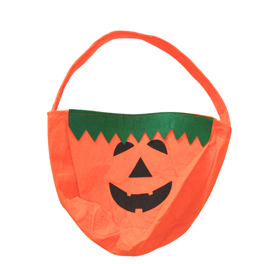 Balde para dulces diseño calabaza tela tnt 31x25 cm