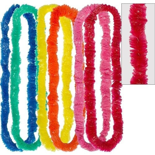 Collar Hawaiano plastico colores surtidos x12 Un.