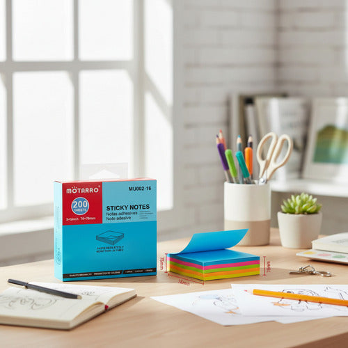 Taco Notas Adhesivas 76x76mm 200 Hojas Colores