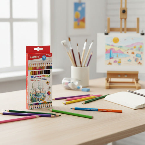 Caja Lápices De Colores 12 Lápices Dobles 24 Colores Escolar