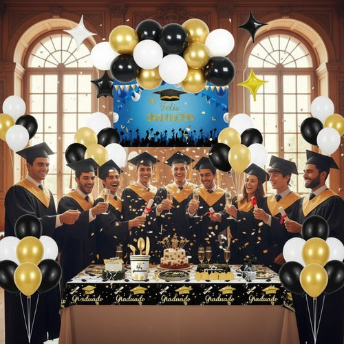 Set Decoración Graduación Globos + fondo