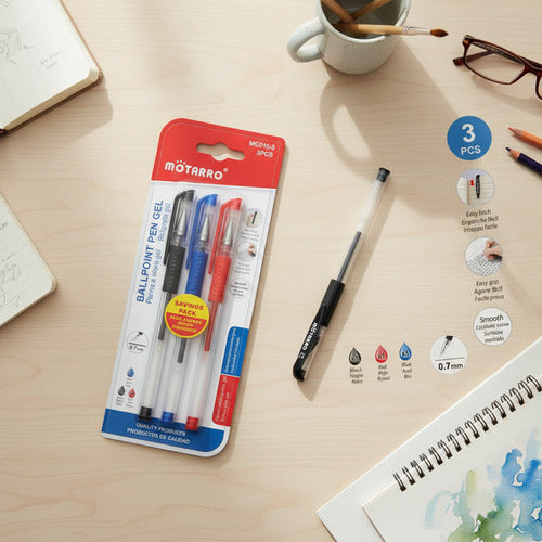Pack 3 Lápiz Gel Bolígrafos 0.7mm Colores