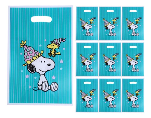 Bolsas Para Dulces Cumpleaños Diseño Snoopy 10 Unidades