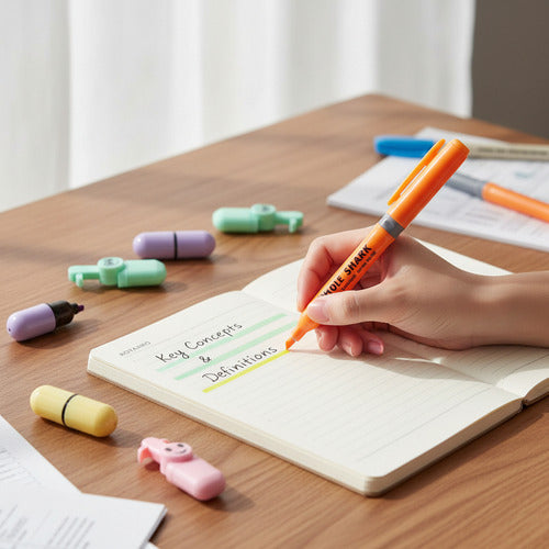 Pack 6 Destacadores Diferentes Modelos Uso Escolar