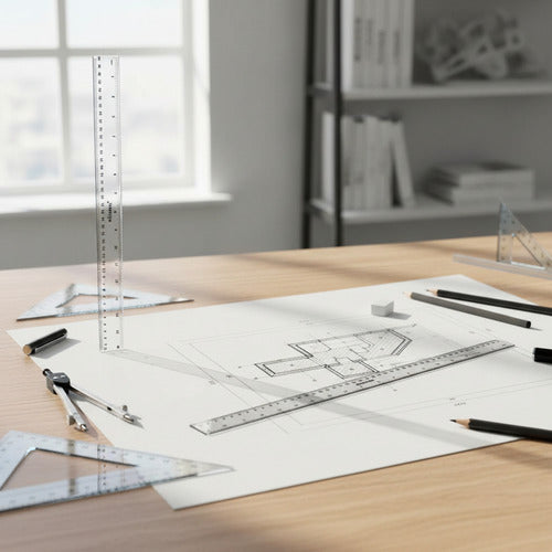 Regla Plástica Transparente 40 Cm Útil Escolar