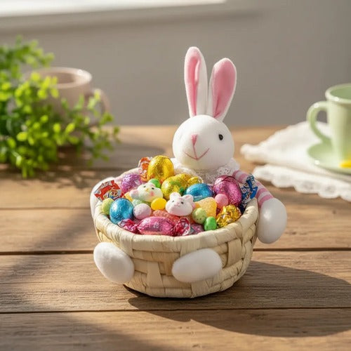Canasto Para Huevos De Pascua Con Conejo 12x10 Cm