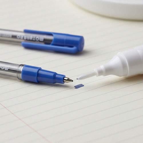 Pack 3 Lápiz Pasta Bolígrafo 1.0mm Y Corrector Útil Escolar