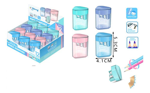 Sacapuntas Doble Con Depósito Colores Pastel