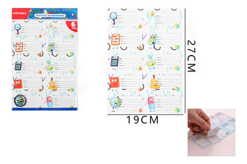 Pack 6 Hojas Etiquetas Escolares Autoadhesivas Materia Variedades