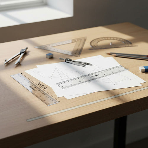 Regla Plástica Transparente 20 Cm Útil Escolar