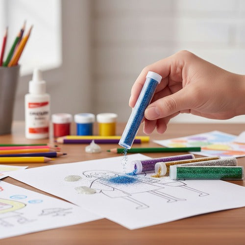 Escarcha Brillantina Glitter Material Escolar 6 Tubos 7,5x1,5 cm 5 grs.