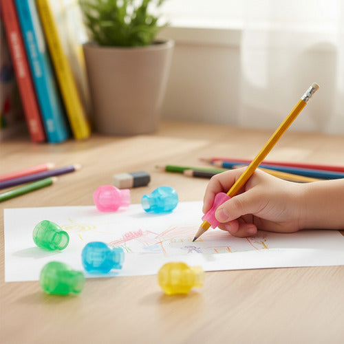 Pack 6 Mangos Ergonómicos Lápices Adaptables Útil Escolar