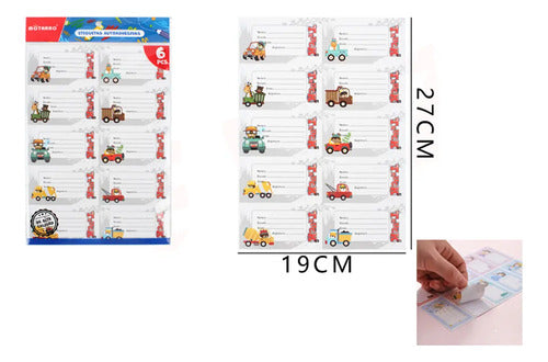 Pack 6 Hojas Etiquetas Escolares Autoadhesivas Materia Variedades