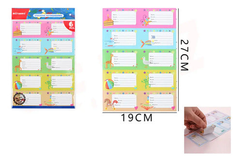 Pack 6 Hojas Etiquetas Escolares Autoadhesivas Materia Variedades