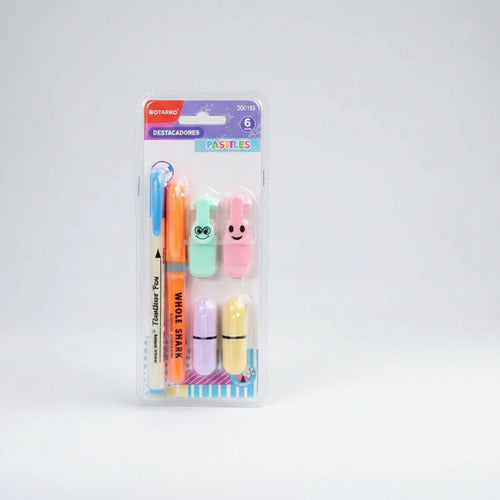 Pack 6 Destacadores Diferentes Modelos Uso Escolar
