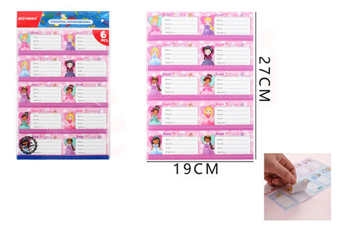 Pack 6 Hojas Etiquetas Escolares Autoadhesivas Materia Variedades
