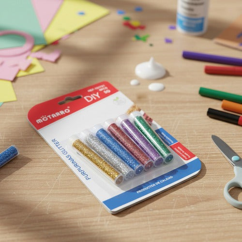 Escarcha Brillantina Glitter Material Escolar 6 Tubos 7,5x1,5 cm 5 grs.