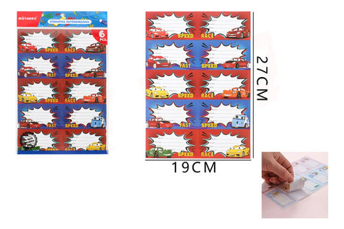Pack 6 Hojas Etiquetas Escolares Autoadhesivas Materia Variedades