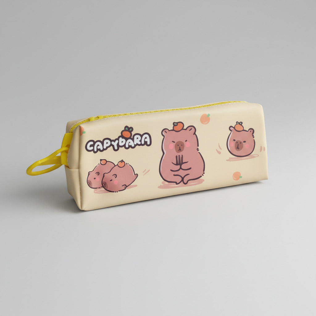 Estuche Escolar Capibara Kawaii Gran Cierre Capacidad 21 Cm