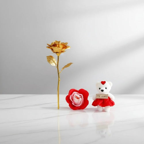 Regalo Rosa Eterna + Peluche + Rosas De Jabón San Valentín