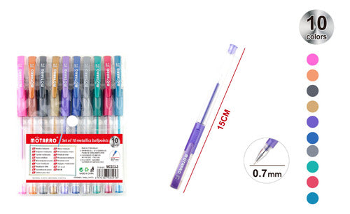 Pack 10 Lápices Gel Glitter Fluorescentes/Nacarados Punta Fina 0.7 Mm