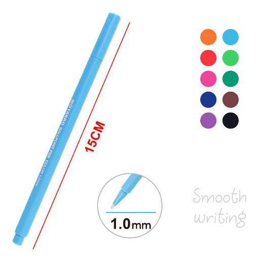 Lápices Pasta 10 Colores Punta Bola 1.0 Mm Escolar Lettering