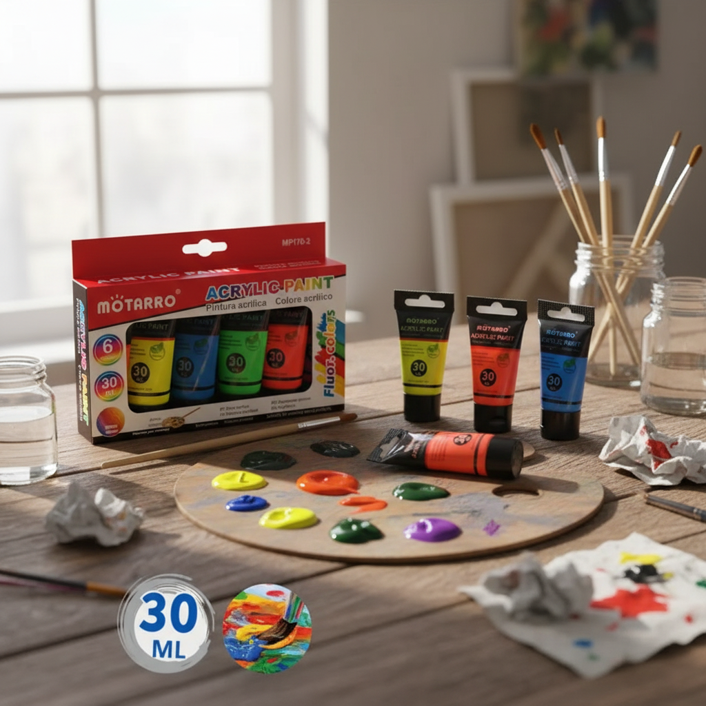 Set 6 Pinturas Acrílico Colores Flúor 30 ml