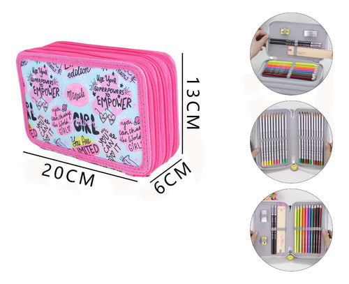 Estuche Para Lápices Gran Capacidad 3 Capas 20x6x13 Cm