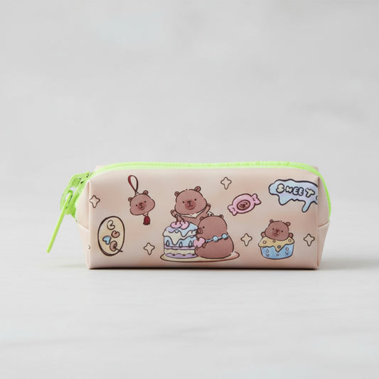 Estuche Escolar Capibara Kawaii Gran Cierre Capacidad 21 Cm
