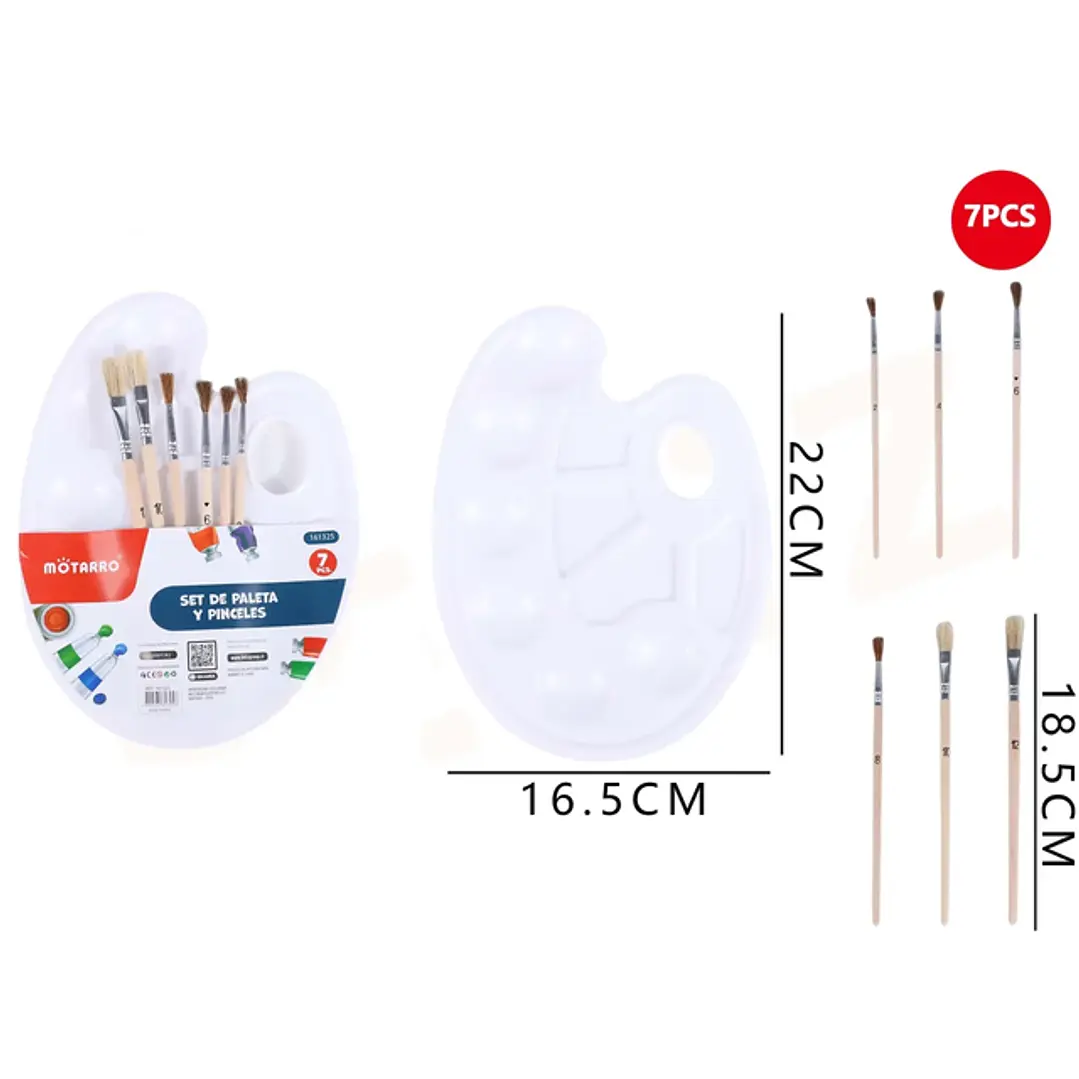 Pack Paleta + 6 Pinceles Material Escolar Variedad modelos