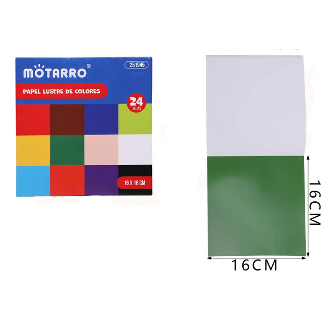 Papel Lustre Escolar 24 unidades 16x16 cm