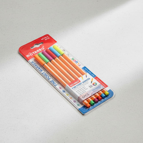 Pack 6 Marcadores Tiralíneas 0.4 Mm Punta Fina Colores
