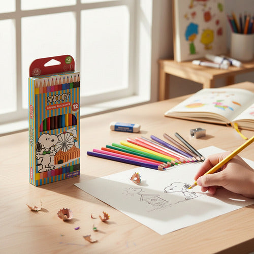 Lápices de colores hexagonales Snoopy 12 unidades
