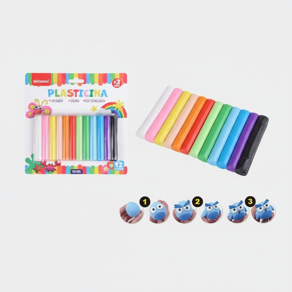 Plasticina Material Escolar 12 colores 160 grs