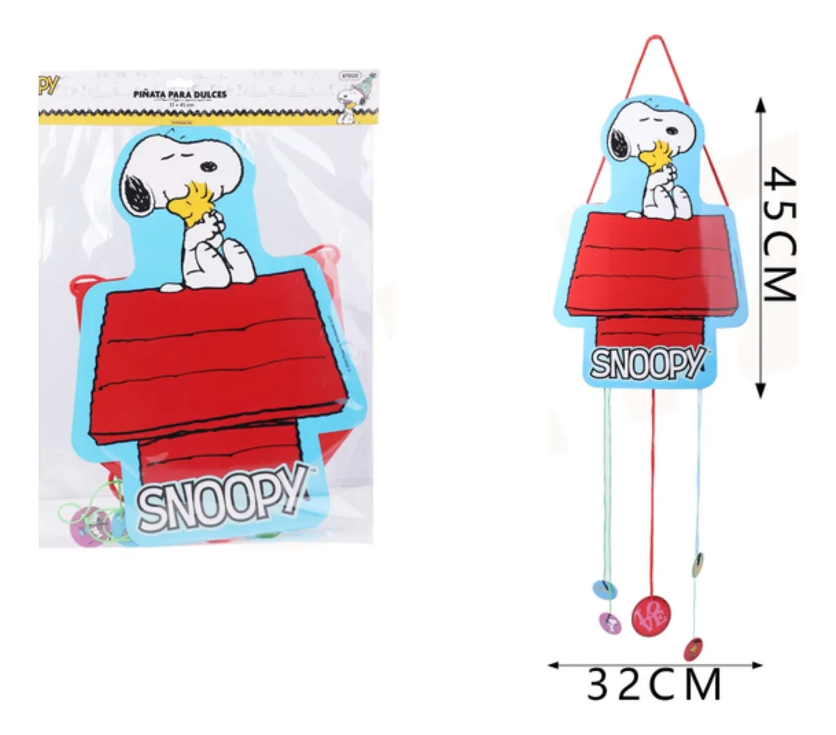 Piñata Diseño Snoopy Cumpleaños Multicolor 45x32 Cm