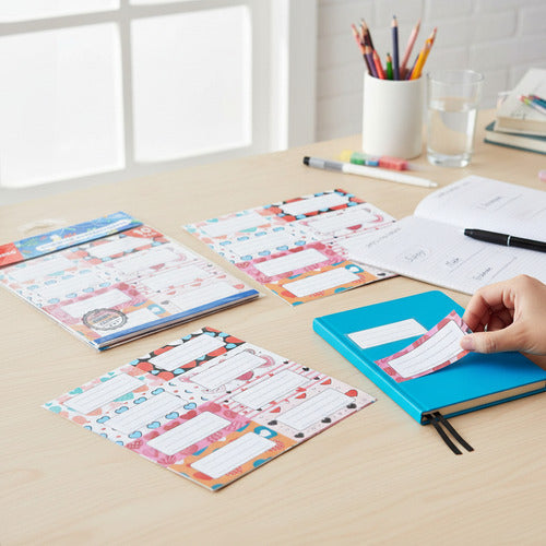 Pack 10 Hojas Etiquetas Escolares Autoadhesivas Materia Variedades