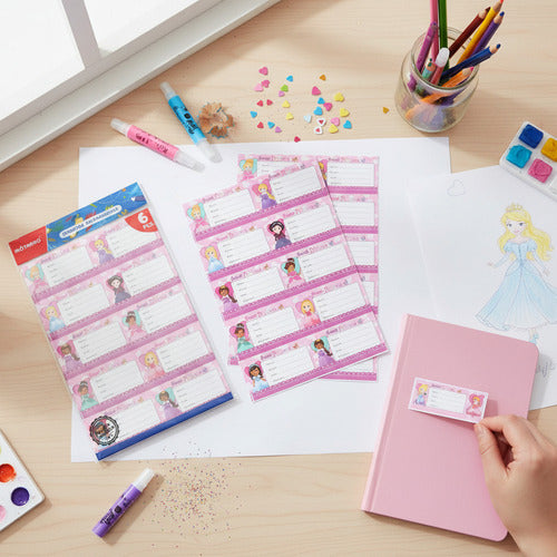 Pack 6 Hojas Etiquetas Escolares Autoadhesivas Materia Variedades