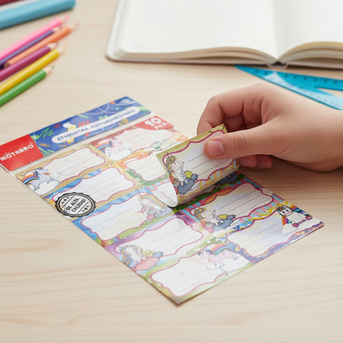 Pack 10 Hojas Etiquetas Escolares Autoadhesivas Materia Variedades