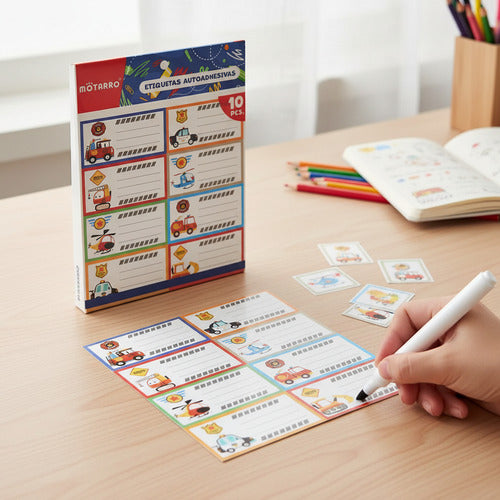 Pack 10 Hojas Etiquetas Escolares Autoadhesivas Materia Variedades