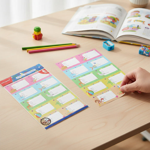 Pack 6 Hojas Etiquetas Escolares Autoadhesivas Materia Variedades
