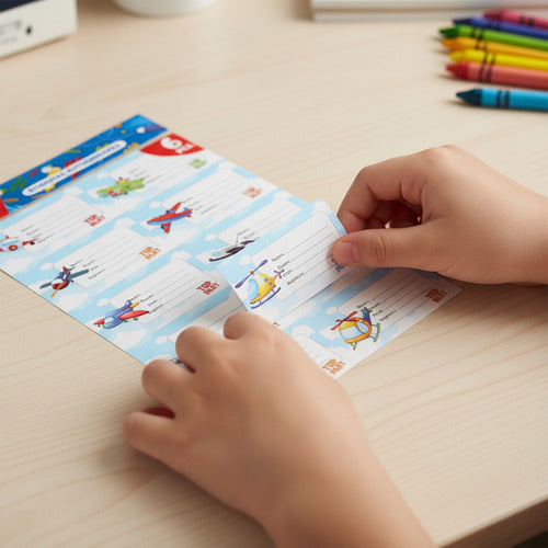 Pack 6 Hojas Etiquetas Escolares Autoadhesivas Materia Variedades