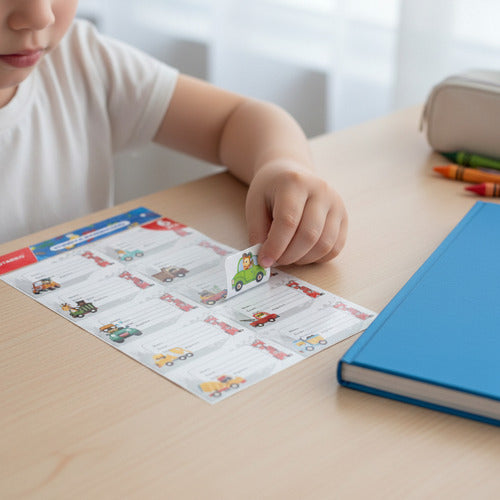Pack 6 Hojas Etiquetas Escolares Autoadhesivas Materia Variedades
