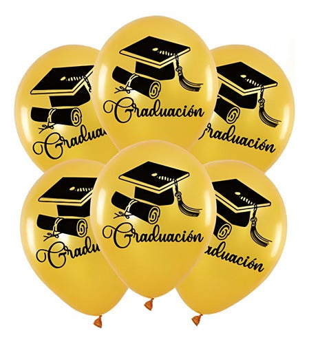 Globos látex graduación 30 cm pack 6 unidades